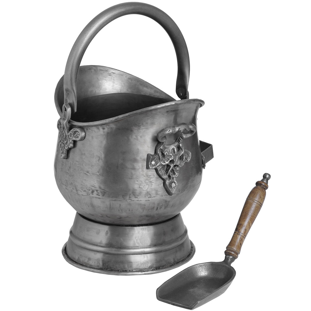 Antique Pewter Coal Bucket - Gun metal