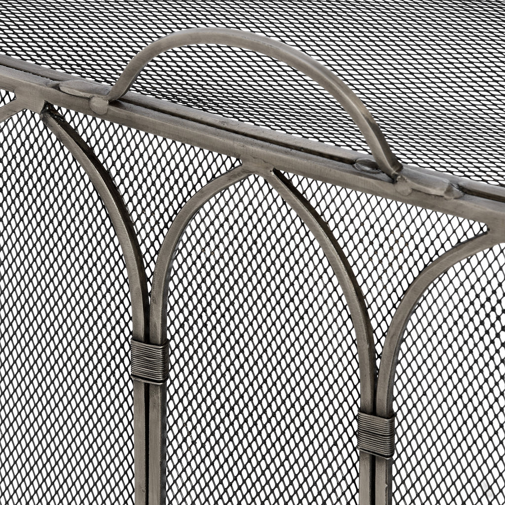 Gothic Antique Pewter Firescreen - Black