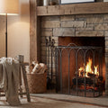 Gothic Antique Pewter Firescreen - Black