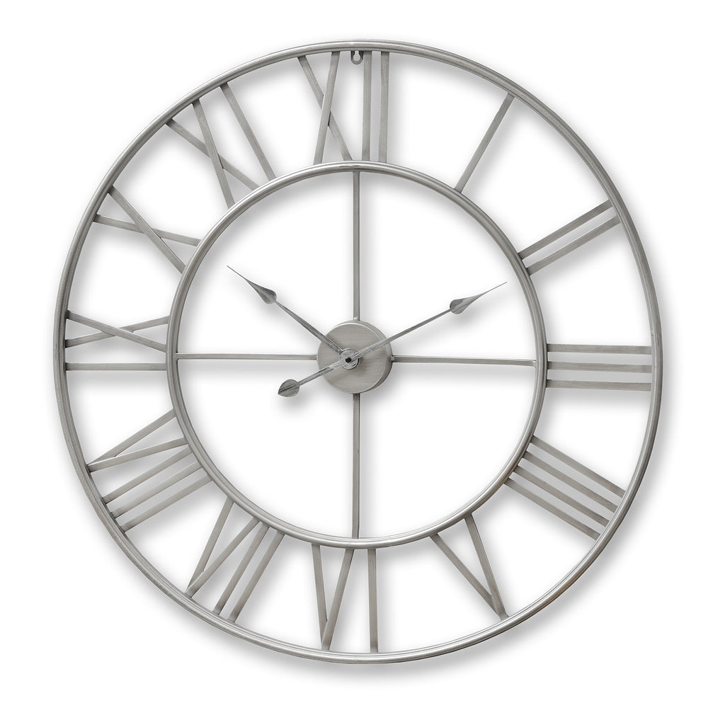Large Silver Skeleton Wall Clock - Silver