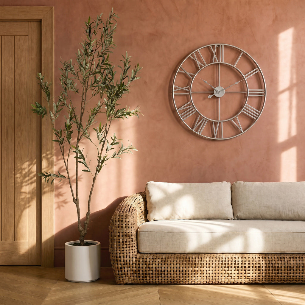 Large Silver Skeleton Wall Clock - Silver