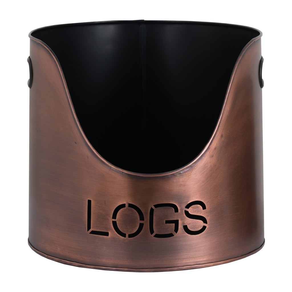Copper Finish Logs and Kindling Buckets & Matchstick Holder - Copper