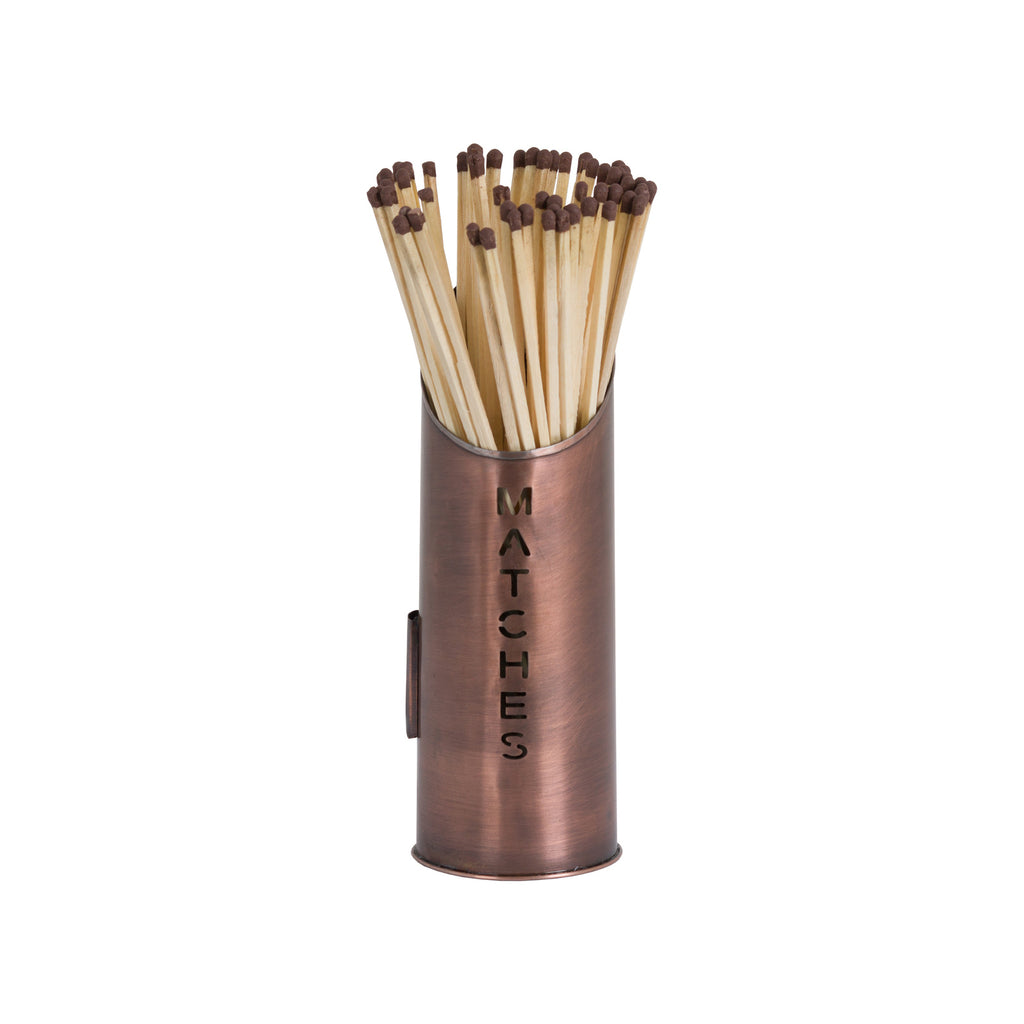 Copper Finish Logs and Kindling Buckets & Matchstick Holder - Copper
