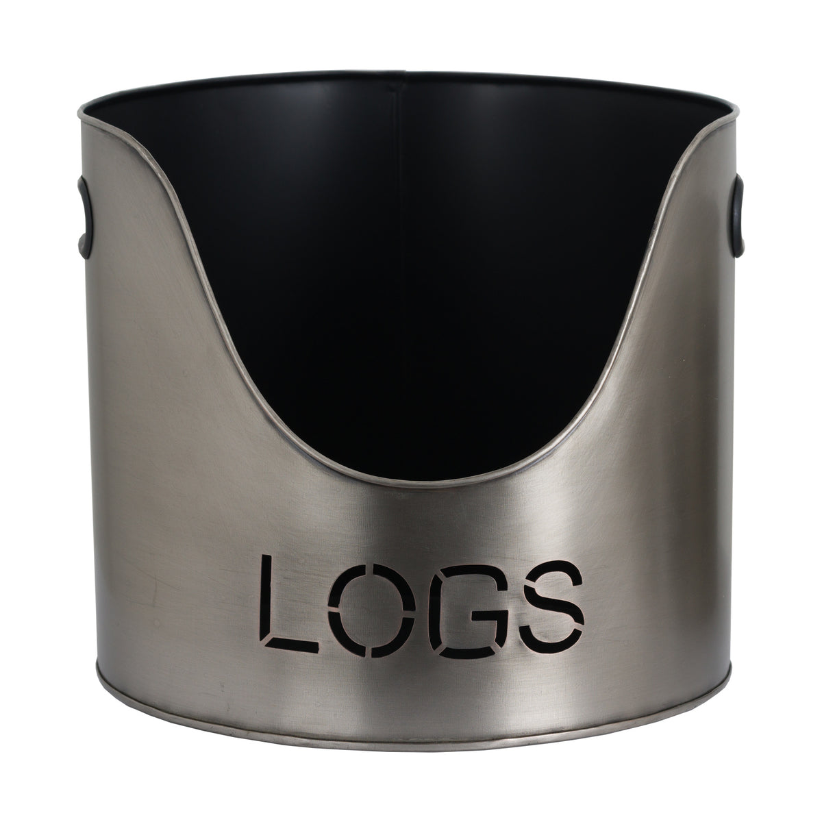 Pewter Finish Logs and Kindling Buckets & Matchstick Holder - Silver