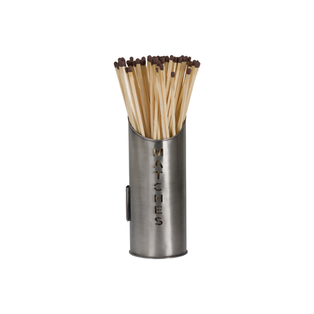 Pewter Finish Logs and Kindling Buckets & Matchstick Holder - Silver
