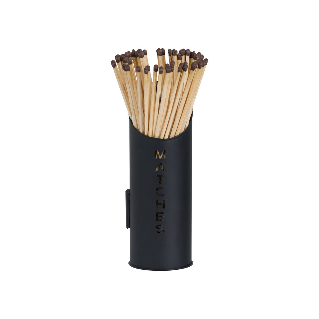 Black Finish Logs and Kindling Buckets & Matchstick Holder - Black