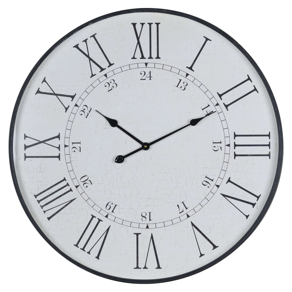 Large Embossed Station Clock - White