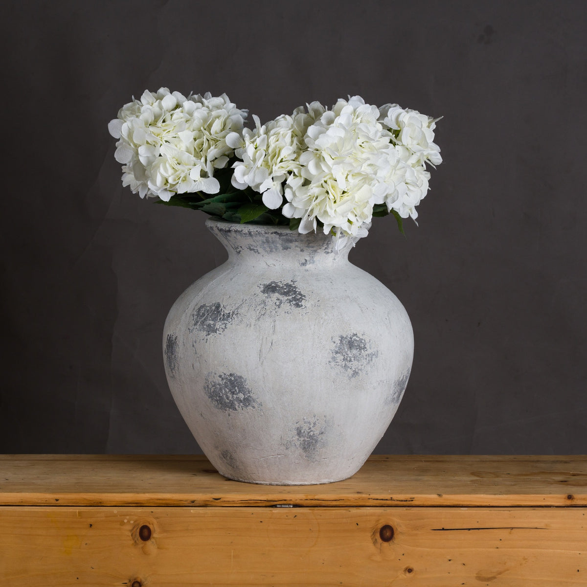 Downton Large Antique White Vase - Stone