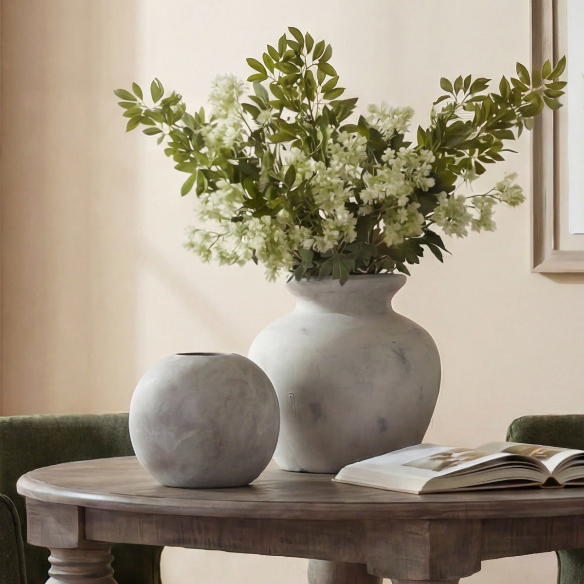Darcy Antique White Vase - Stone