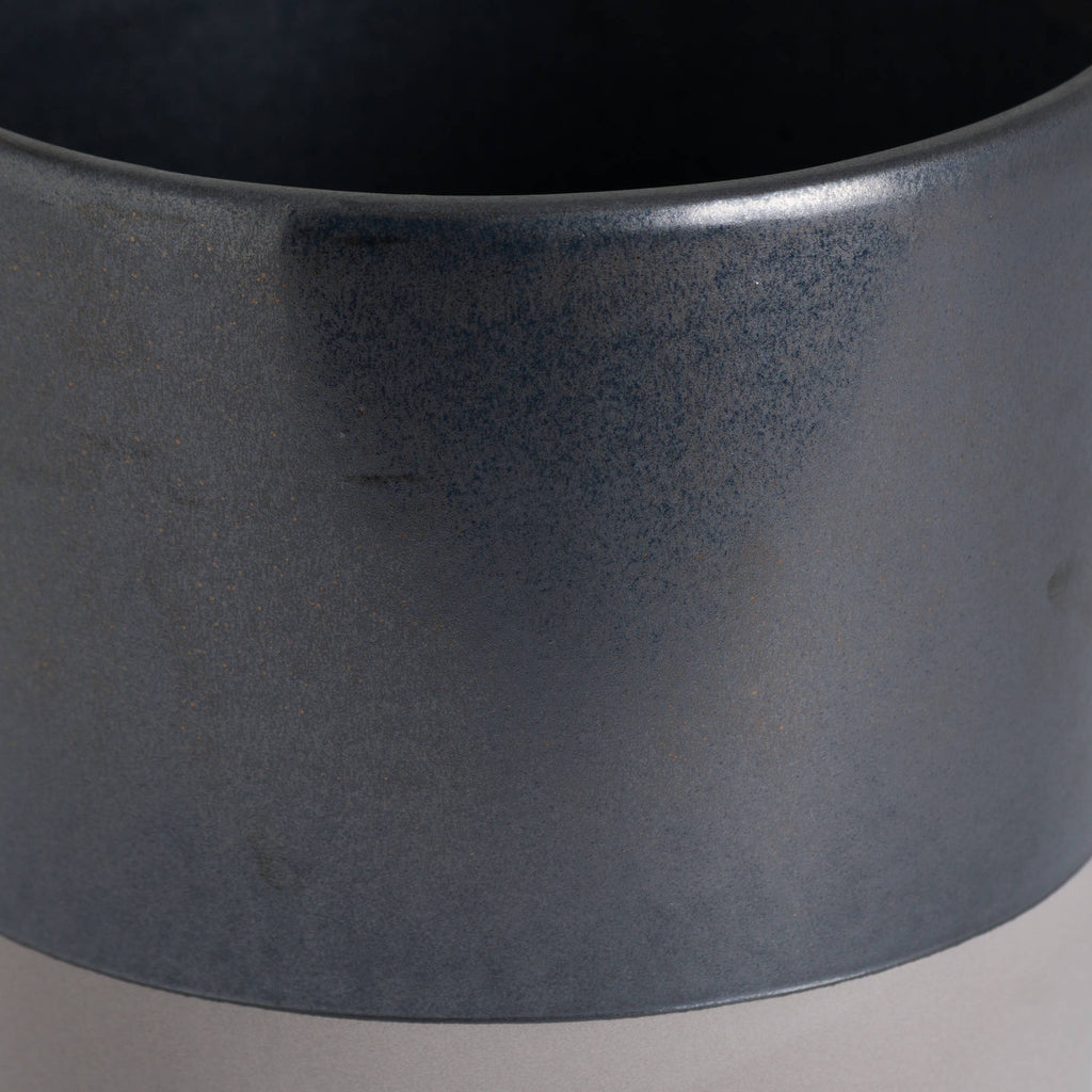 Large Metallic Grey Ceramic Planter - Grey