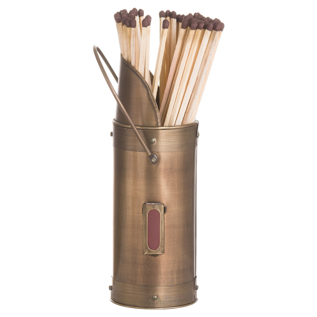 Antique Bronze Matchstick Holder with 60 Matches - Bronze