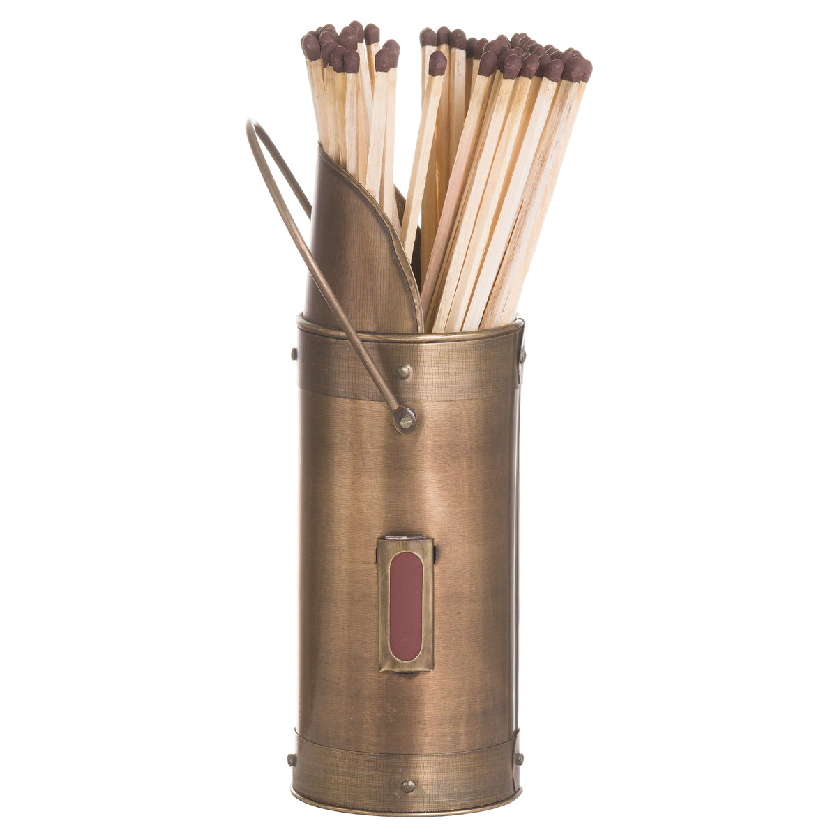 Antique Bronze Matchstick Holder with 60 Matches - Bronze