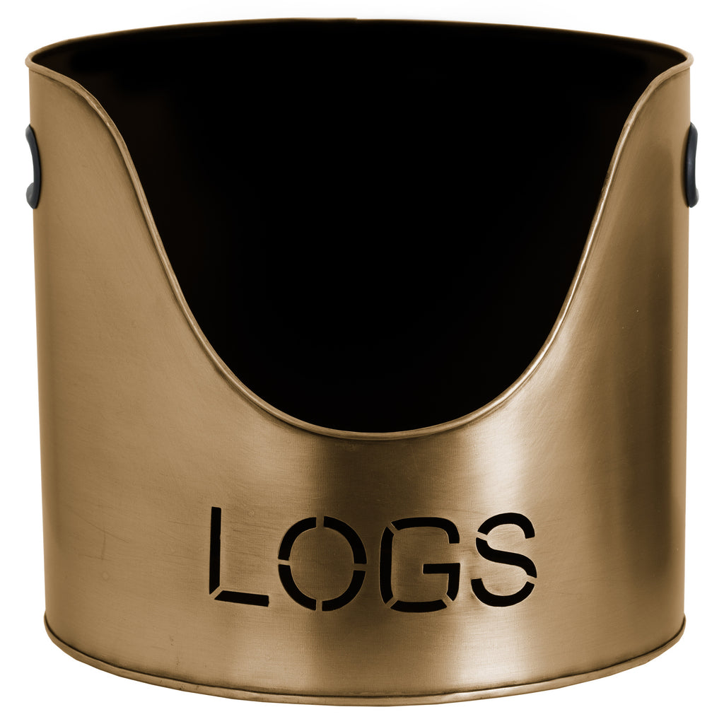 Bronze Finish Logs and Kindling Buckets & Matchstick Holder - Bronze