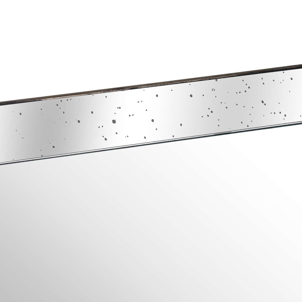 Astor Distressed Large Mirrored Tray with Wooden Detailing - Brown