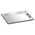 Astor Distressed Large Mirrored Tray with Wooden Detailing - Brown