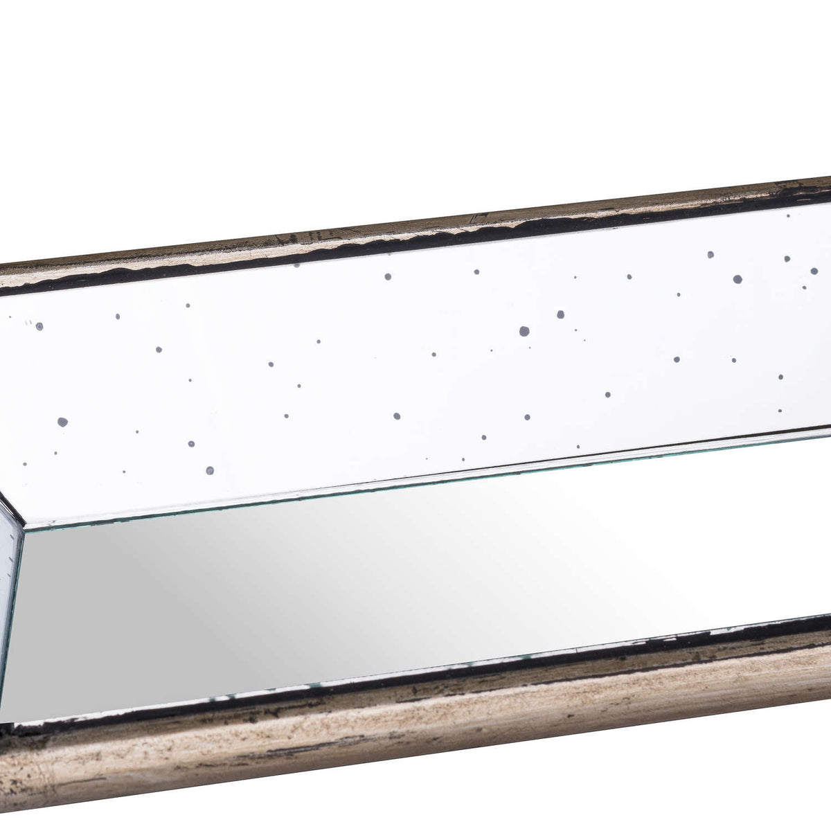 Astor Distressed Mirrored Display Tray with Wooden Detailing