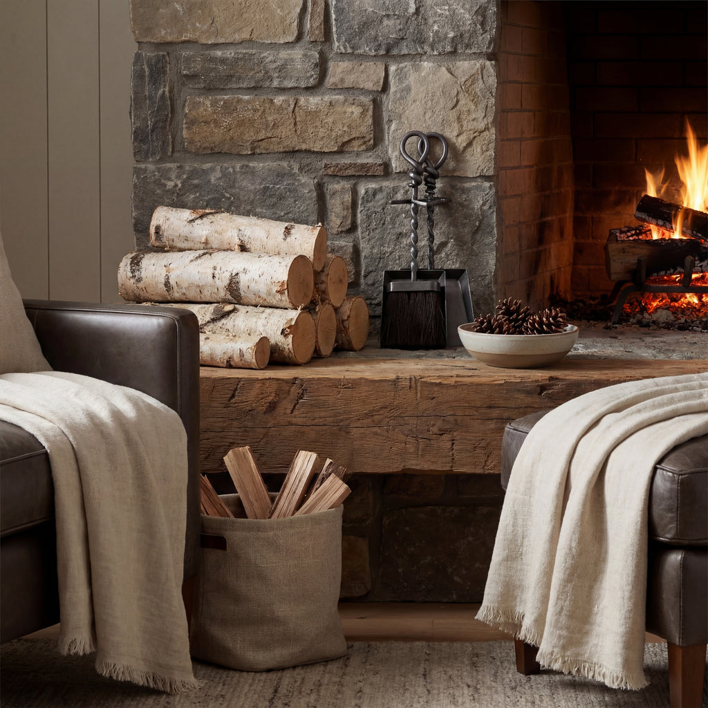 Silver Hearth Tidy Set with Hand Turned Loop Handle - Silver