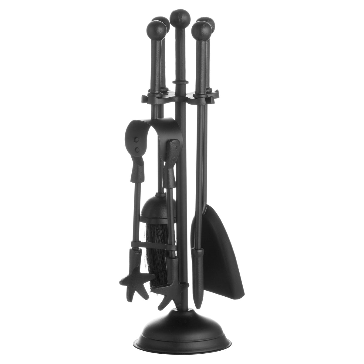 Ball Topped Companion Set In Black - Black