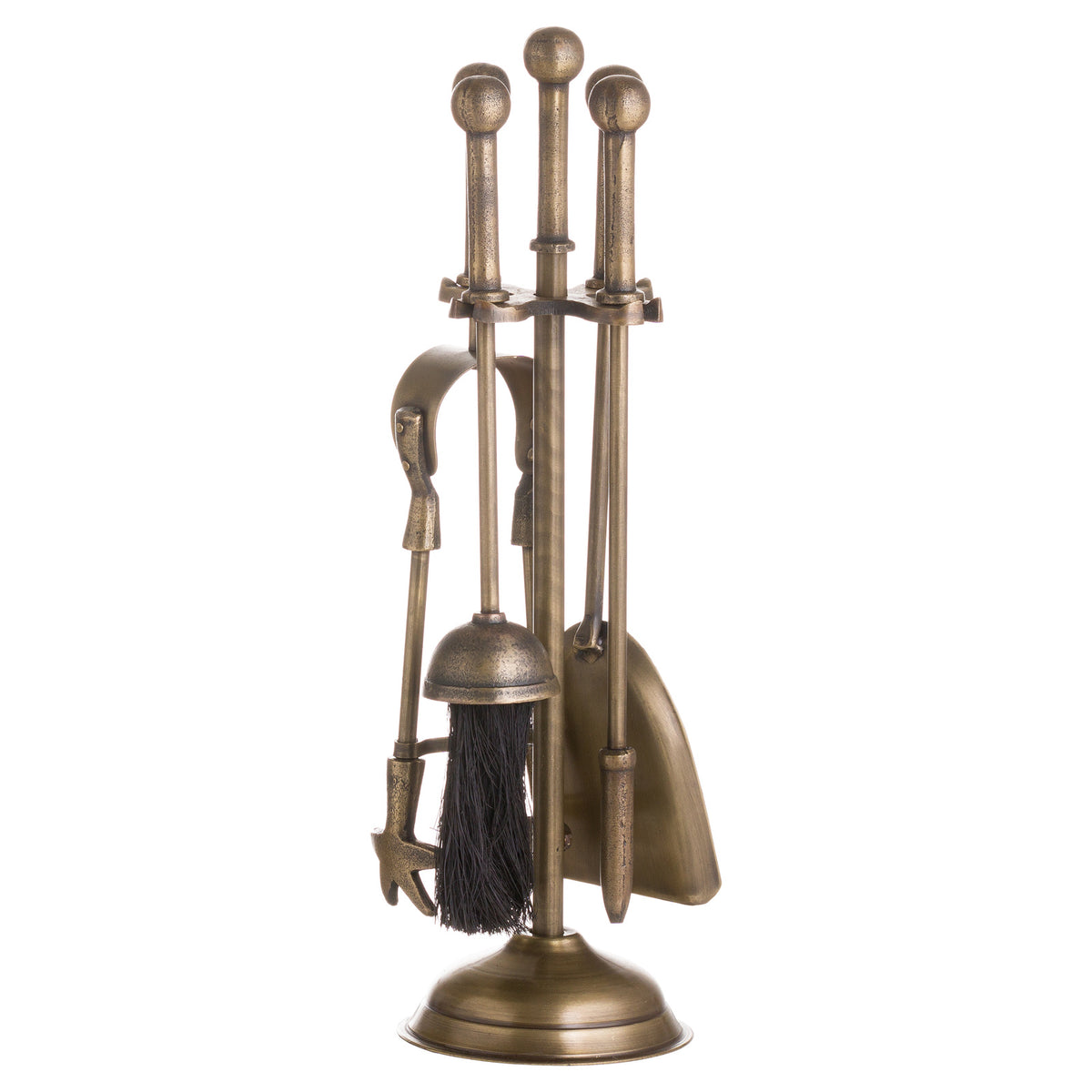 Ball Topped Companion Set In Antique Brass - Brass