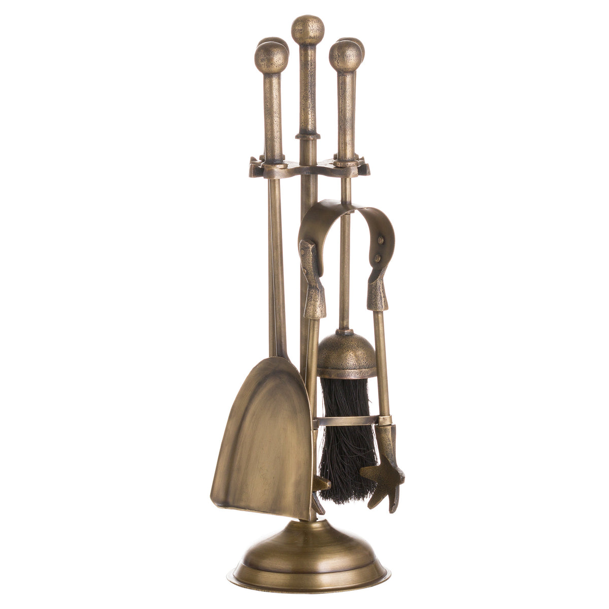Ball Topped Companion Set In Antique Brass - Brass