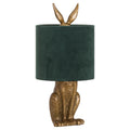 Antique Gold Hare Table Lamp with Green Velvet Shade - Gold