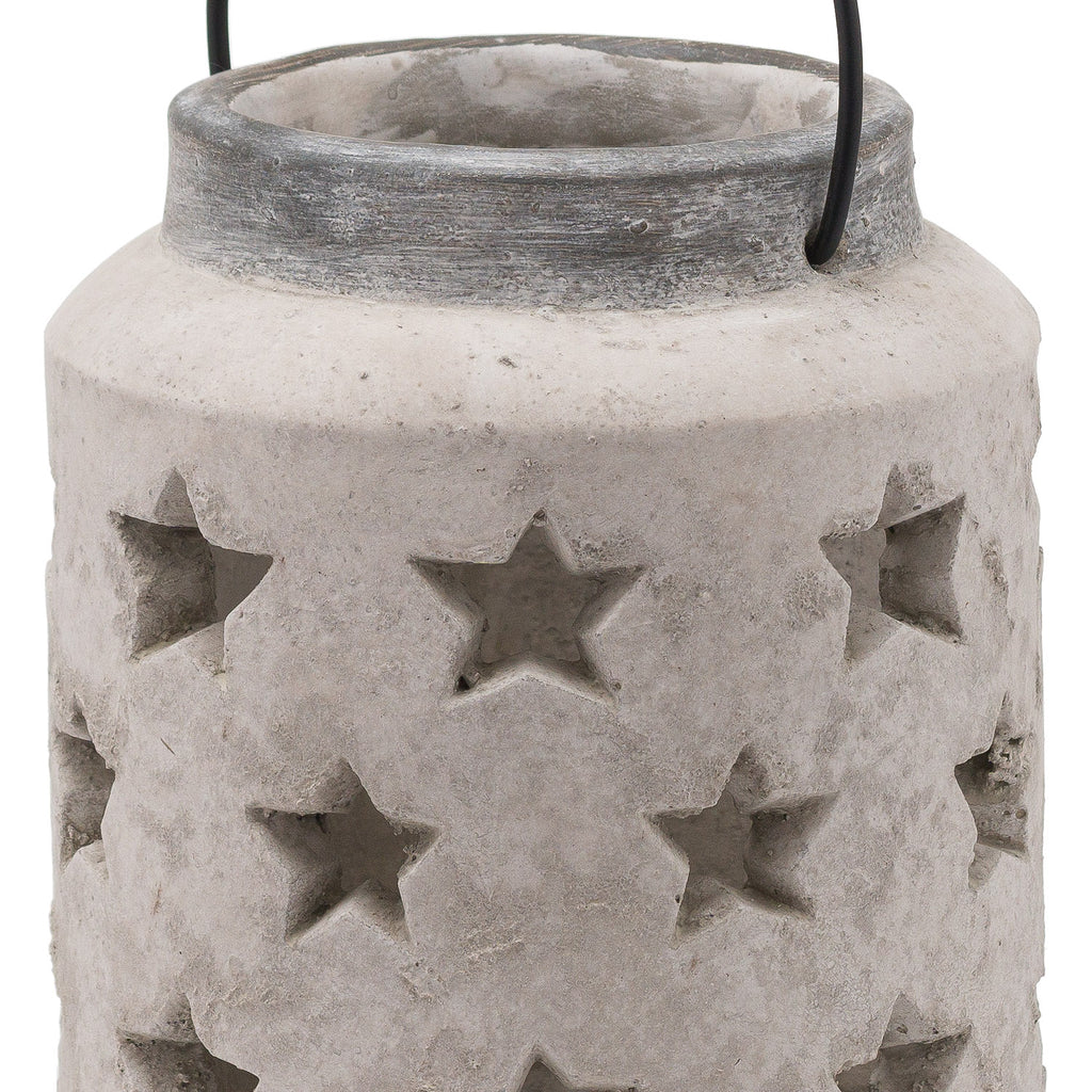 Bloomville Large Stone Star Lantern - Stone