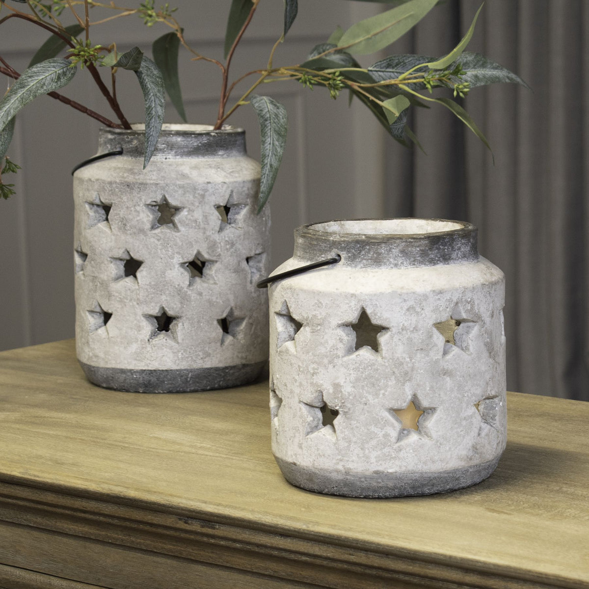 Bloomville Large Stone Star Lantern - Stone