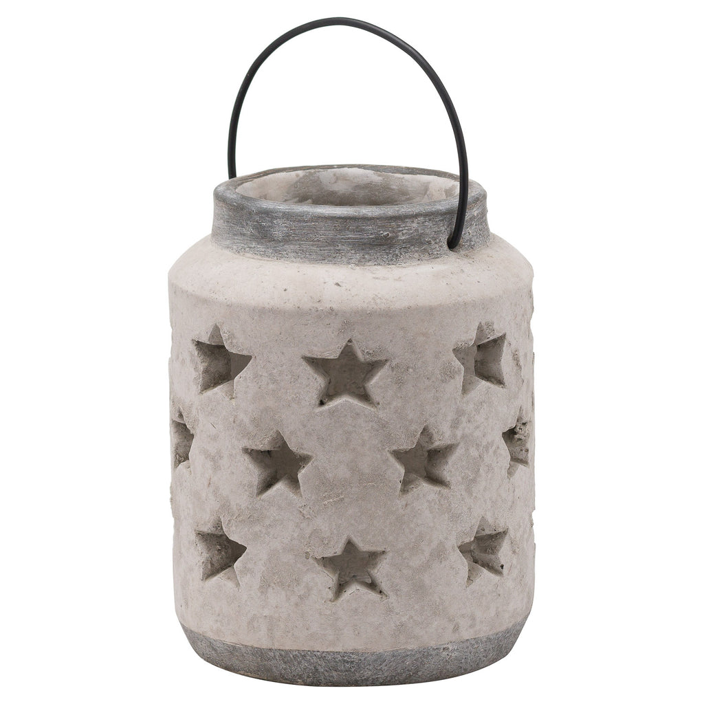 Bloomville Large Stone Star Lantern - Stone