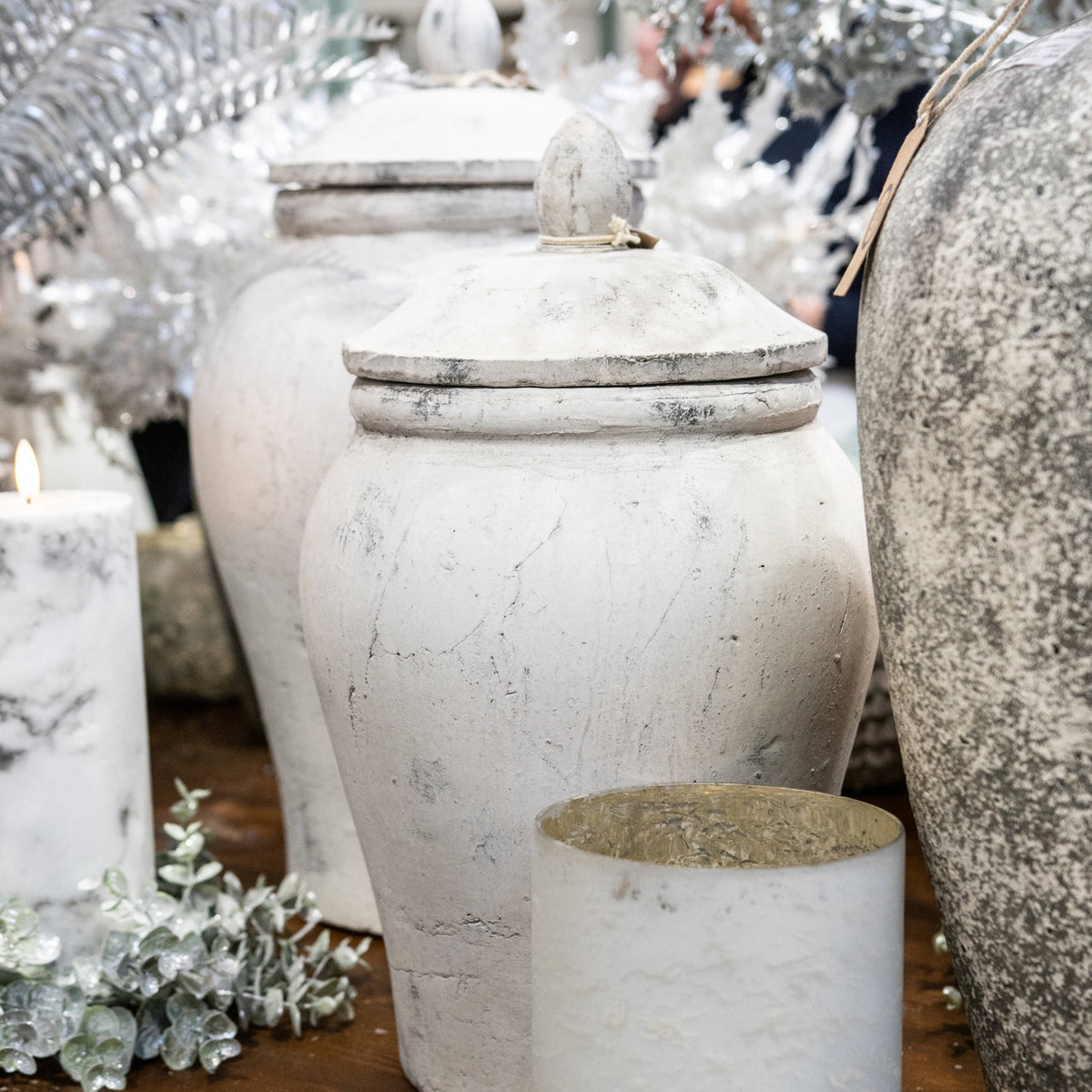 Bloomville Large Stone Ginger Jar - Stone