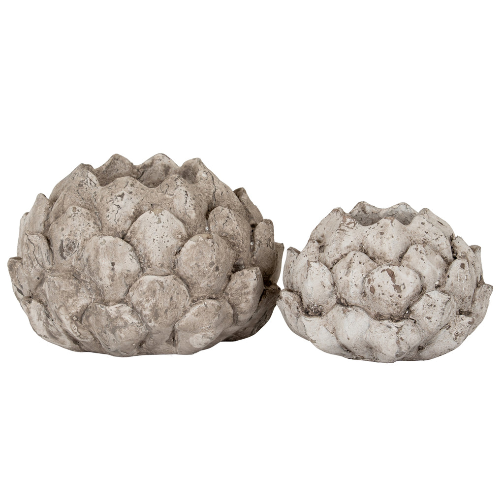 Large Stone Effect Acorn Tea Light Holder - Stone