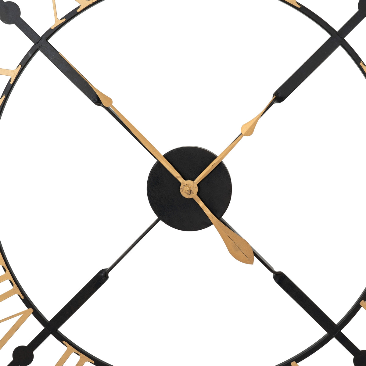 Black and Gold Skeleton Clock - Black