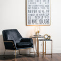 Set of Two Gold and Black Marble Tables