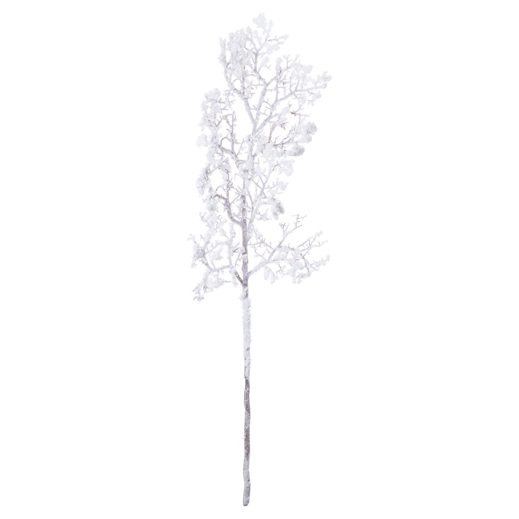 Snowy Winter Woodland Branch - White