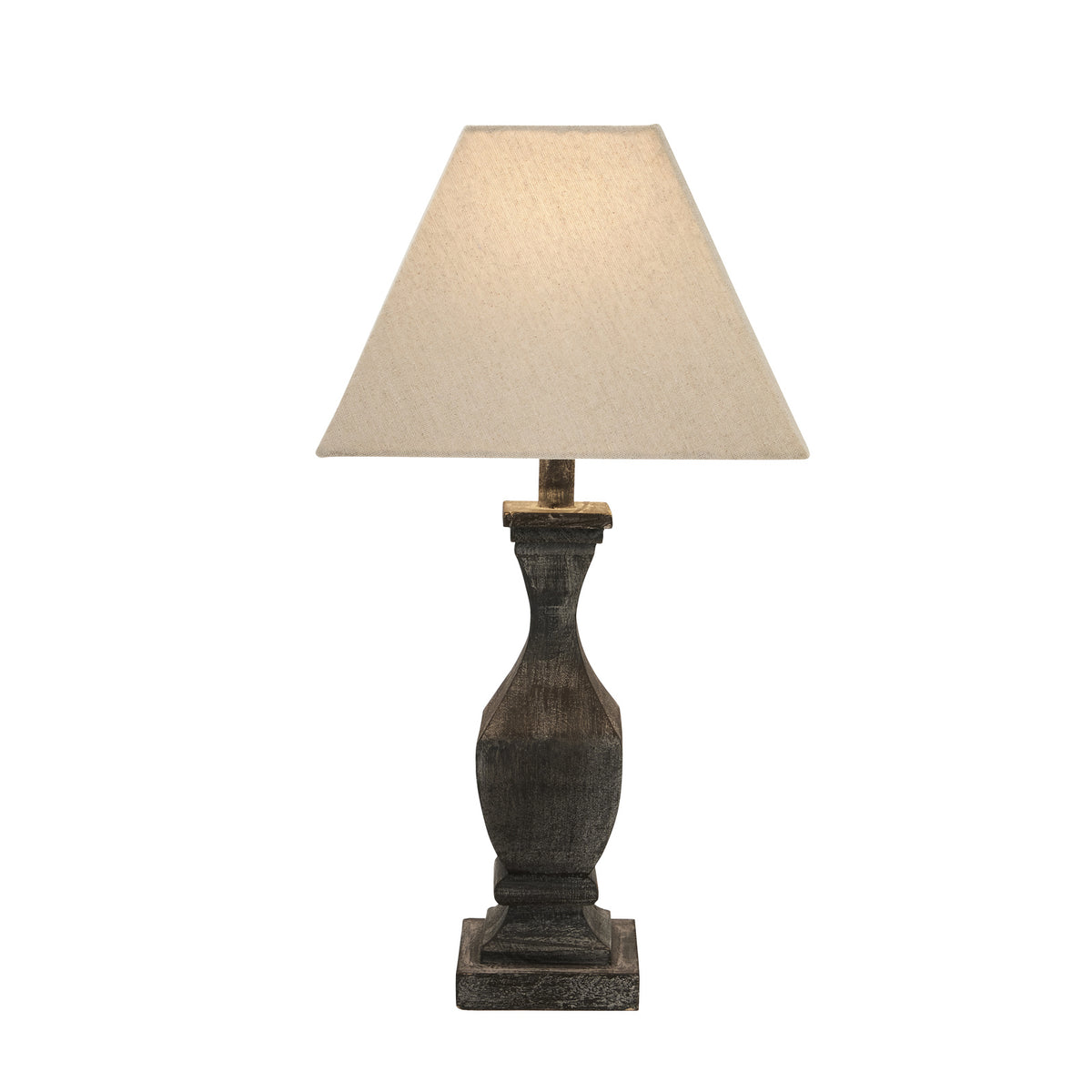 Incia Fluted Wooden Table Lamp - Brown