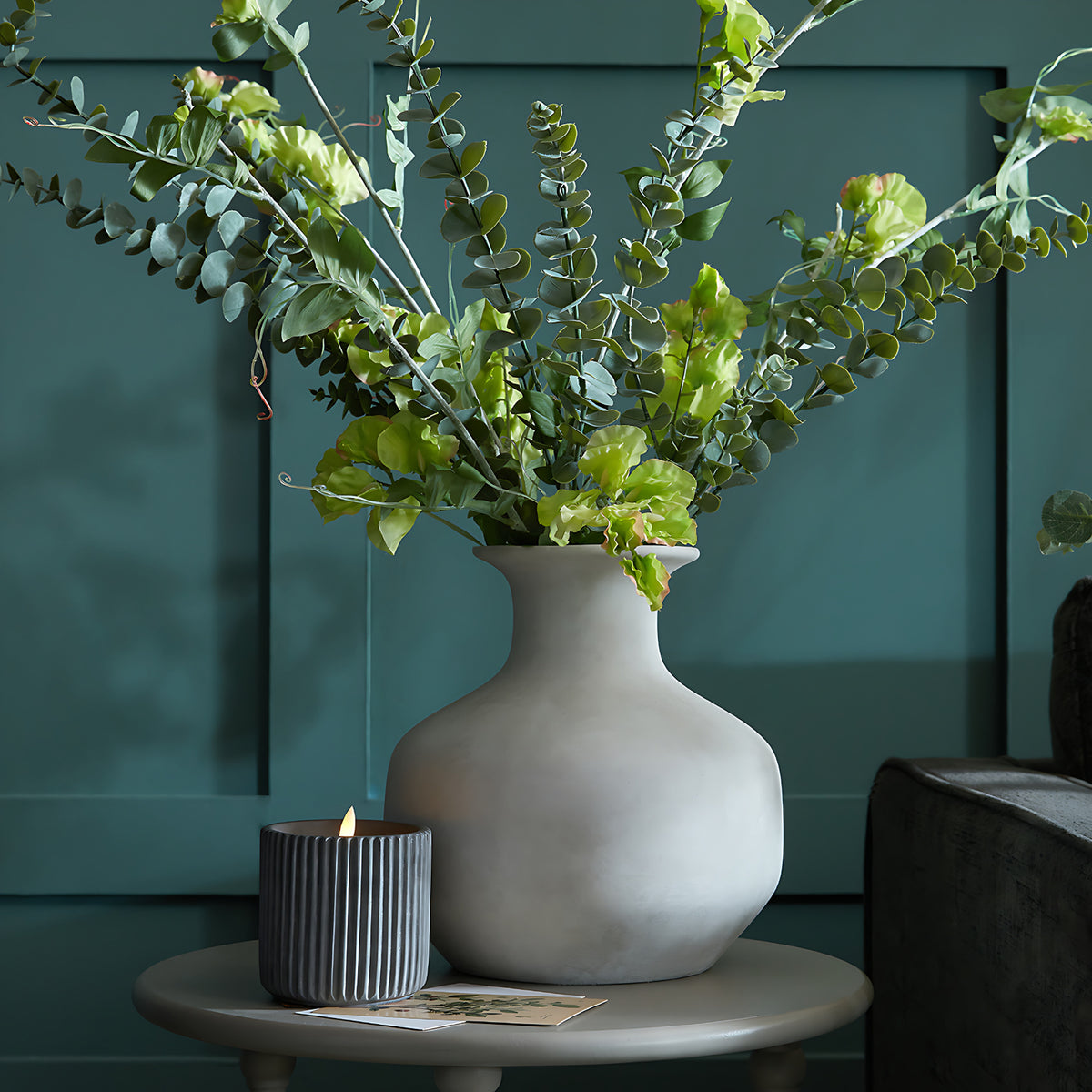 Darcy Squat Stone Vase - Stone