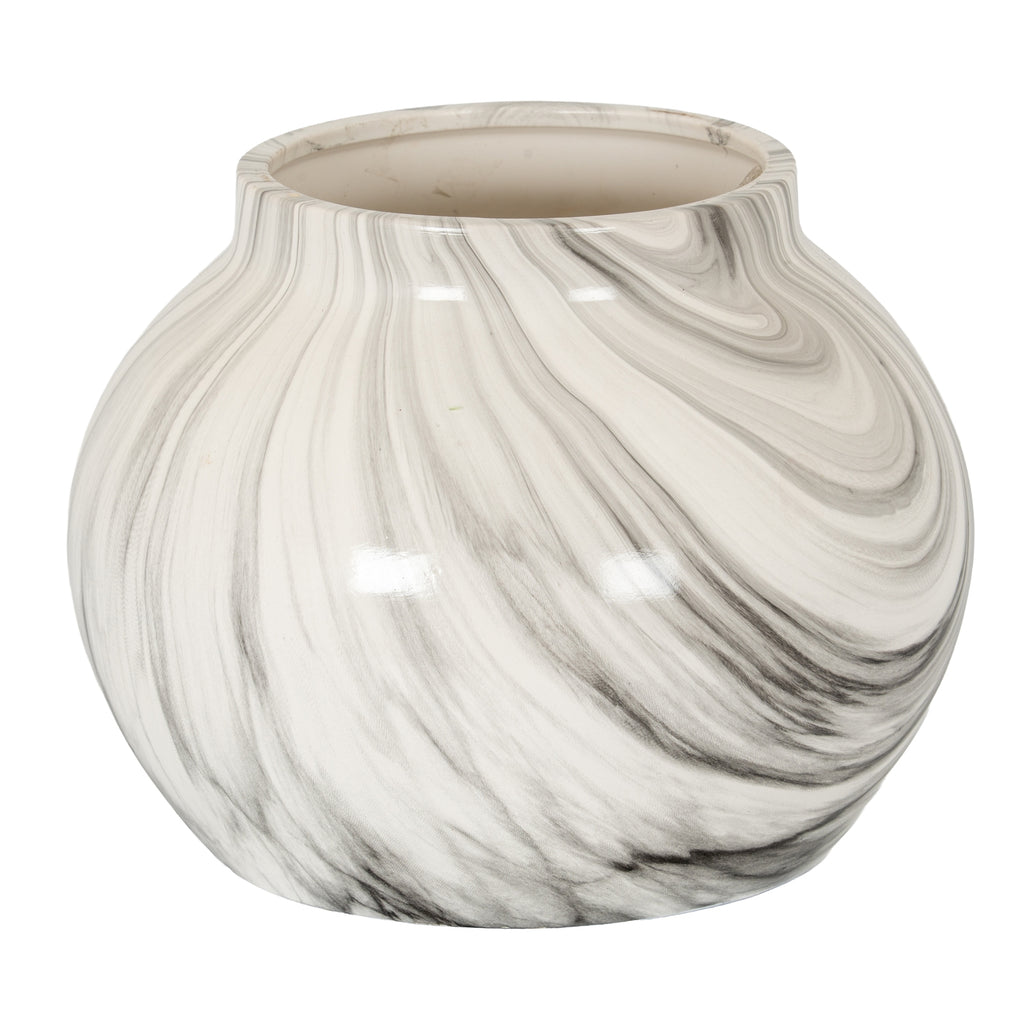 Marble Effect Planter - White