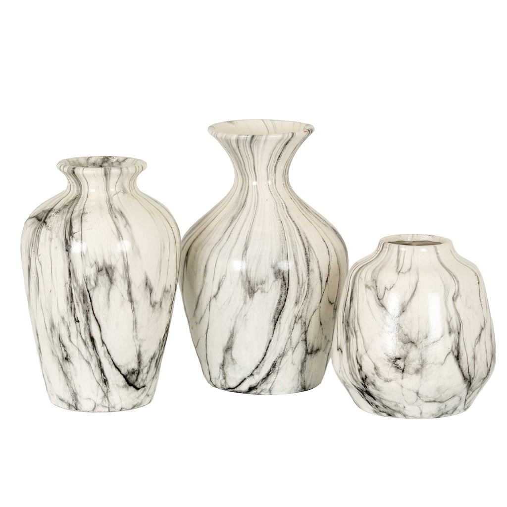 Marble Effect Chours Vase - White