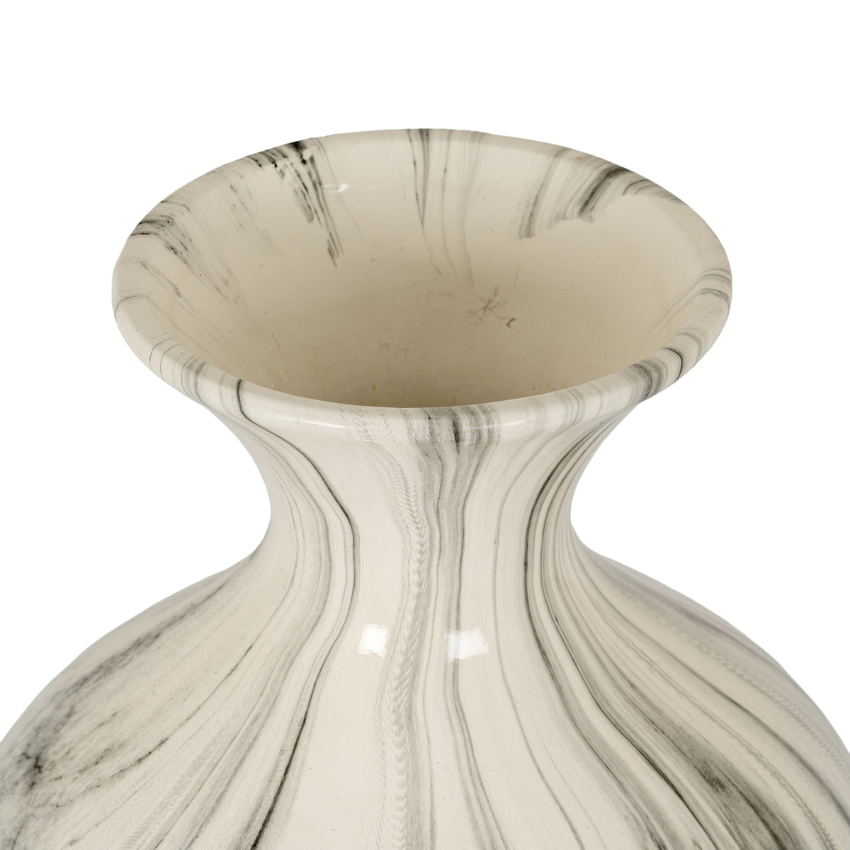 Marble Effect Ellipse Large Vase - White