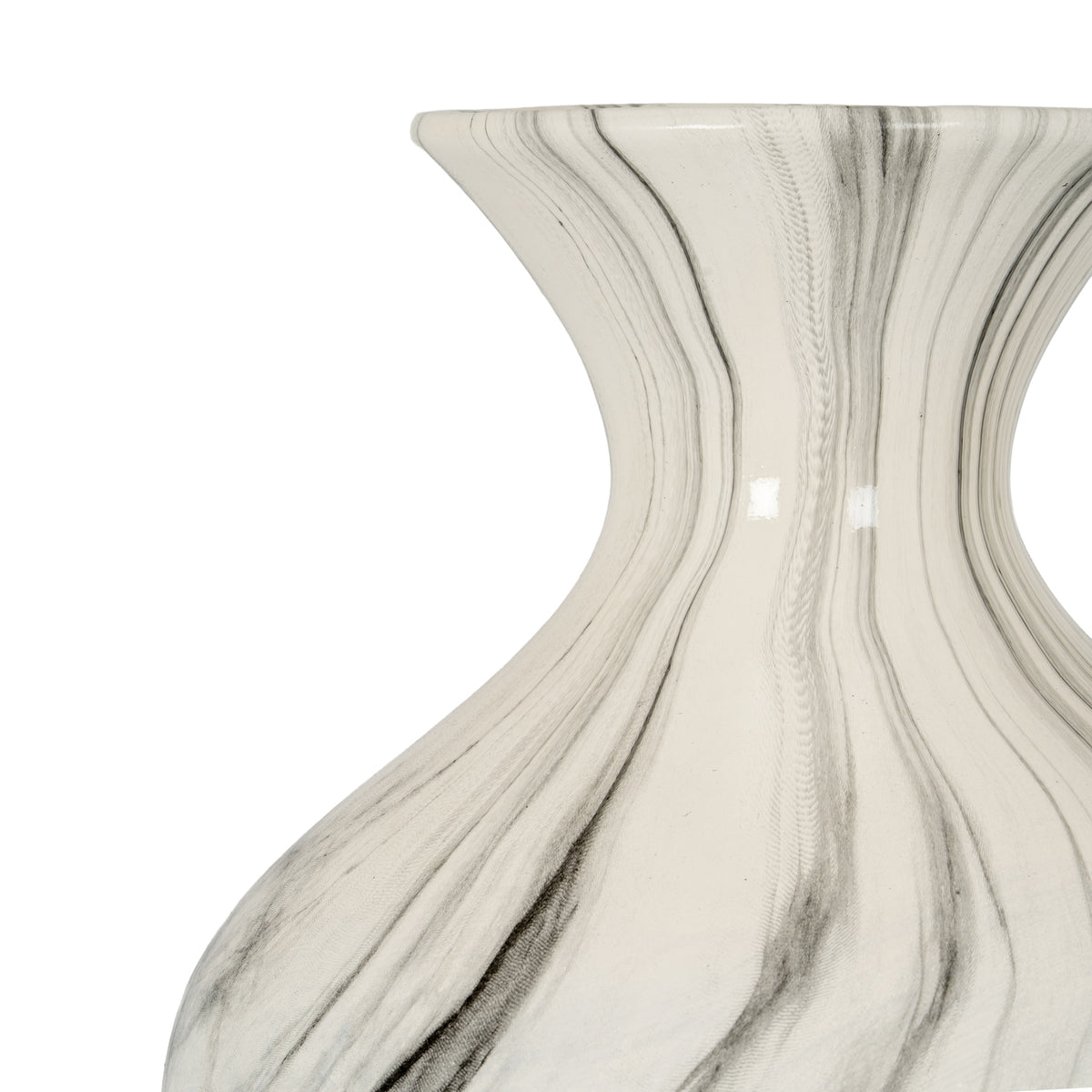 Marble Effect Ellipse Large Vase - White