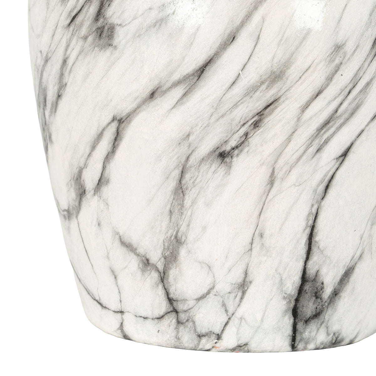 Marble Effect Ellipse Large Vase - White