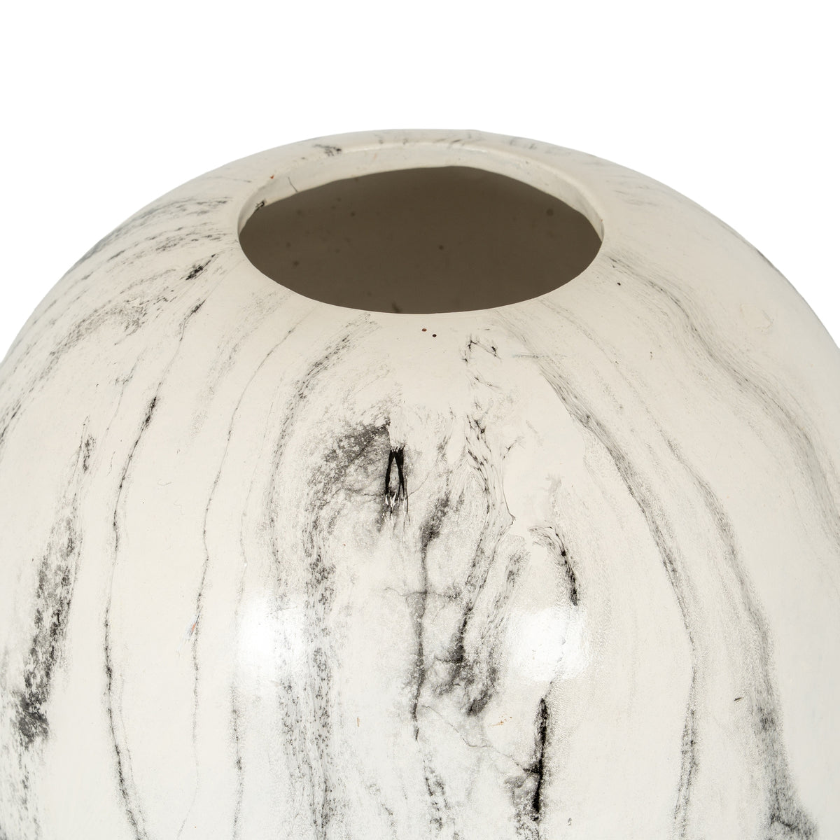 Marble Effect Pudding Vase - White