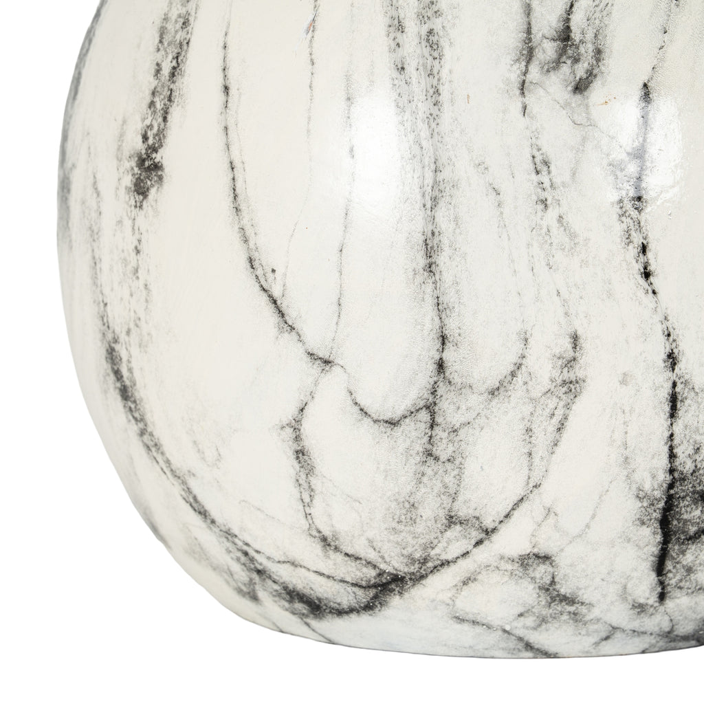 Marble Effect Pudding Vase - White
