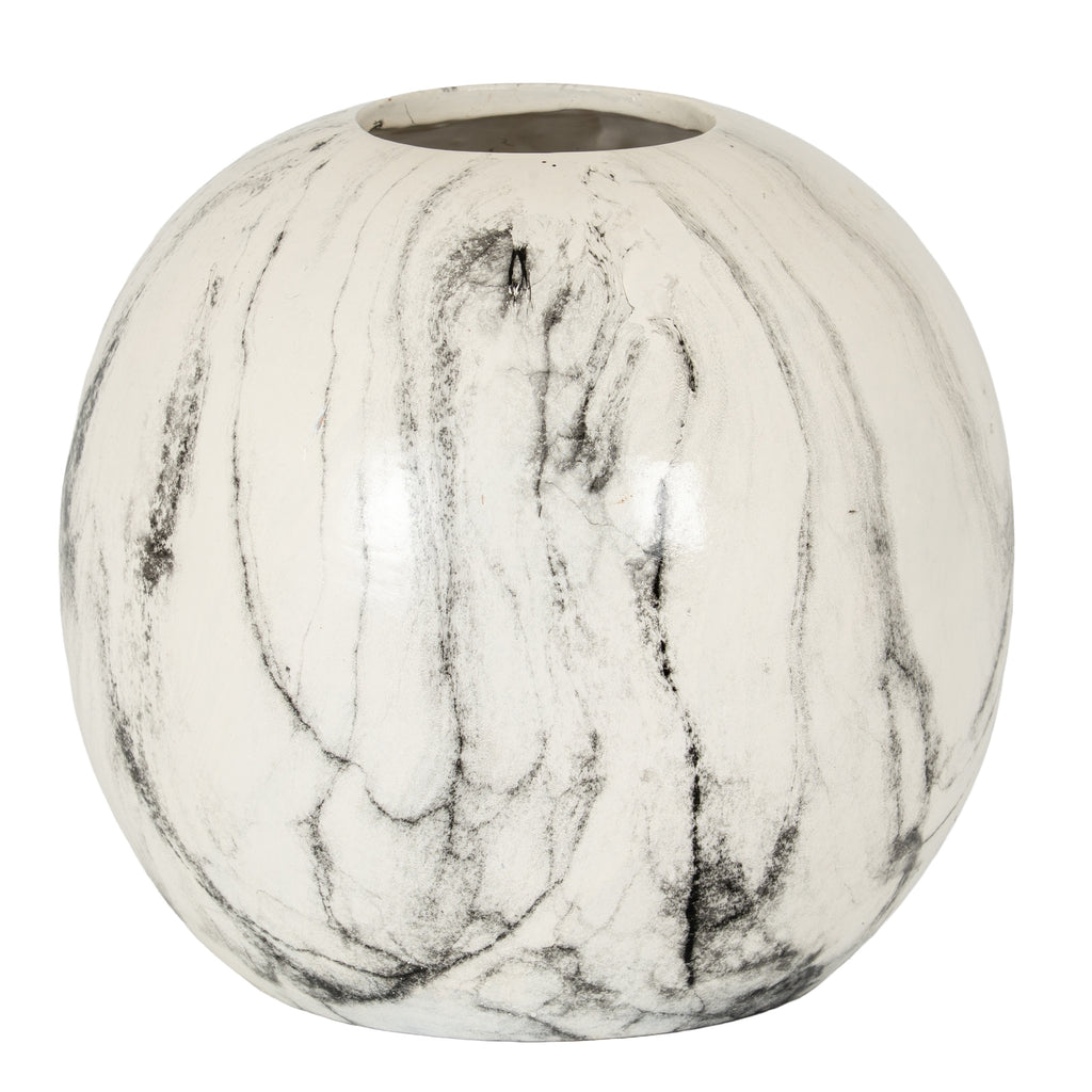 Marble Effect Pudding Vase - White