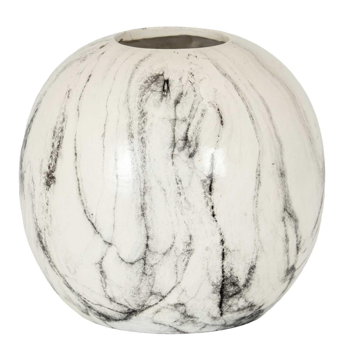 Marble Effect Pudding Vase - White