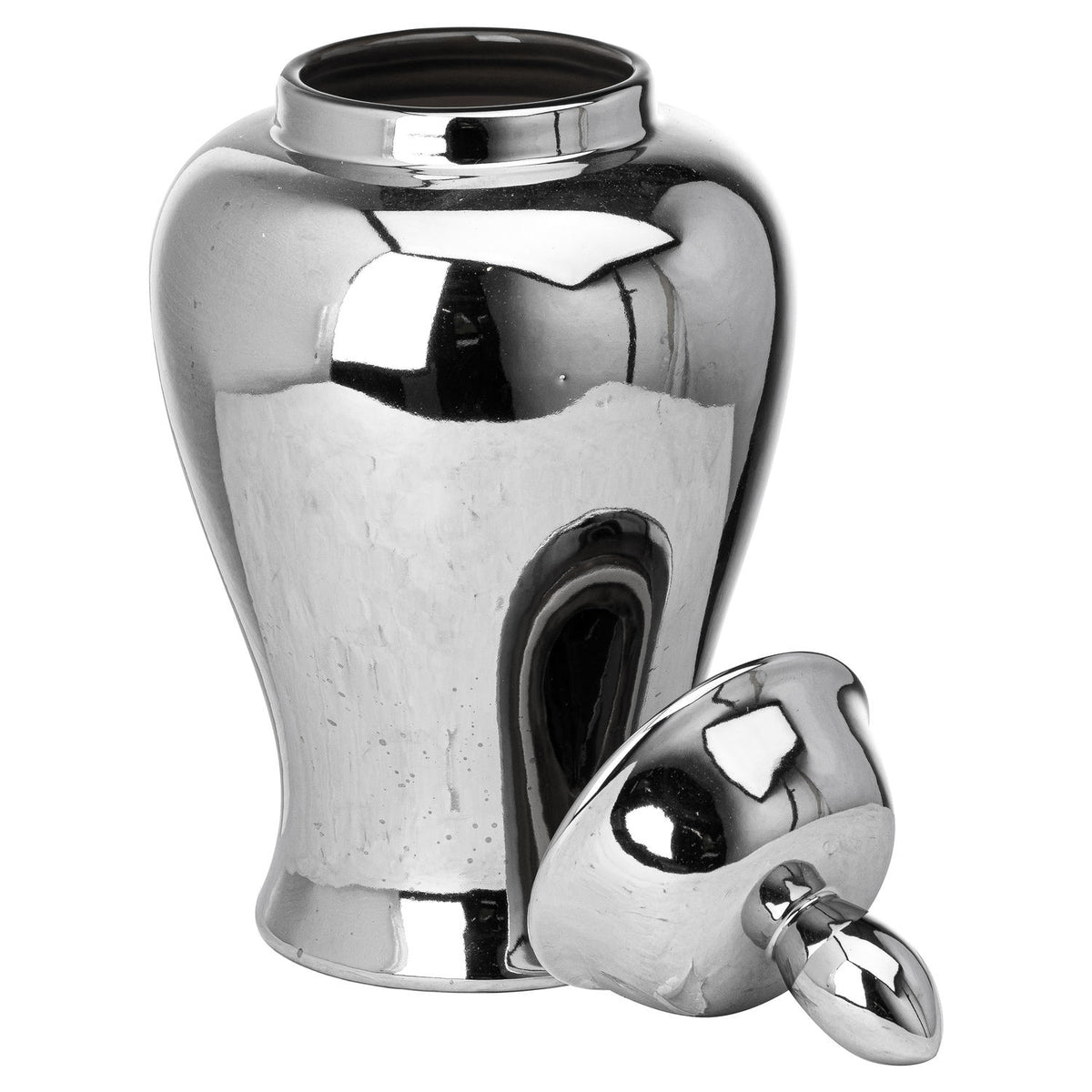 Chrome Large Ginger Jar - Silver
