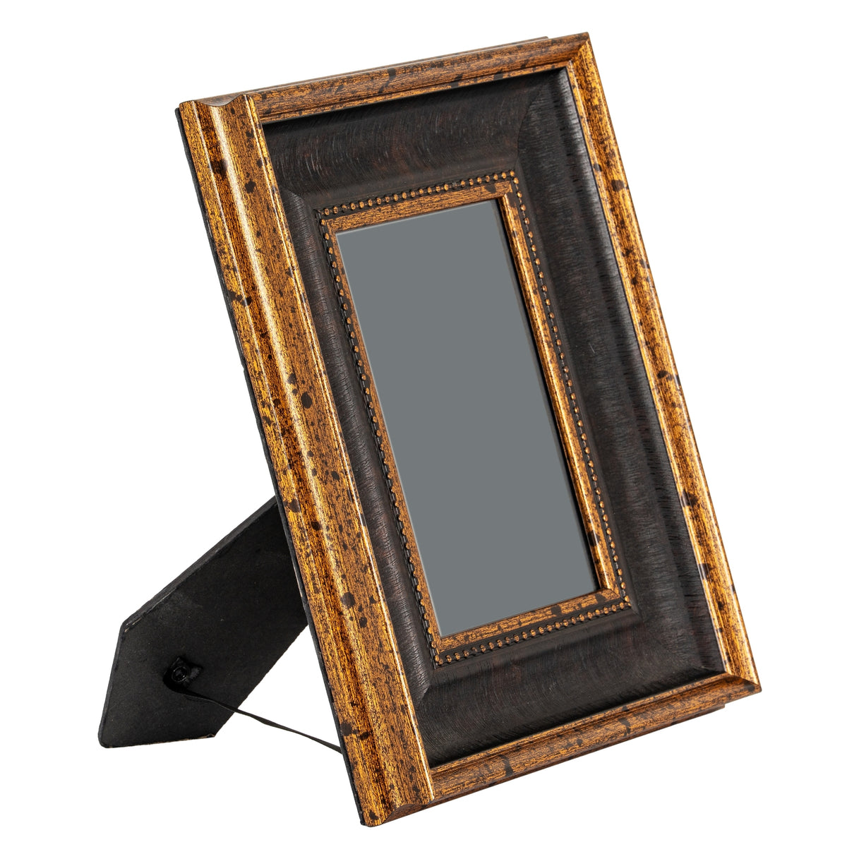 Black and Antique Gold Beaded 5X7 Photo Frame - Black