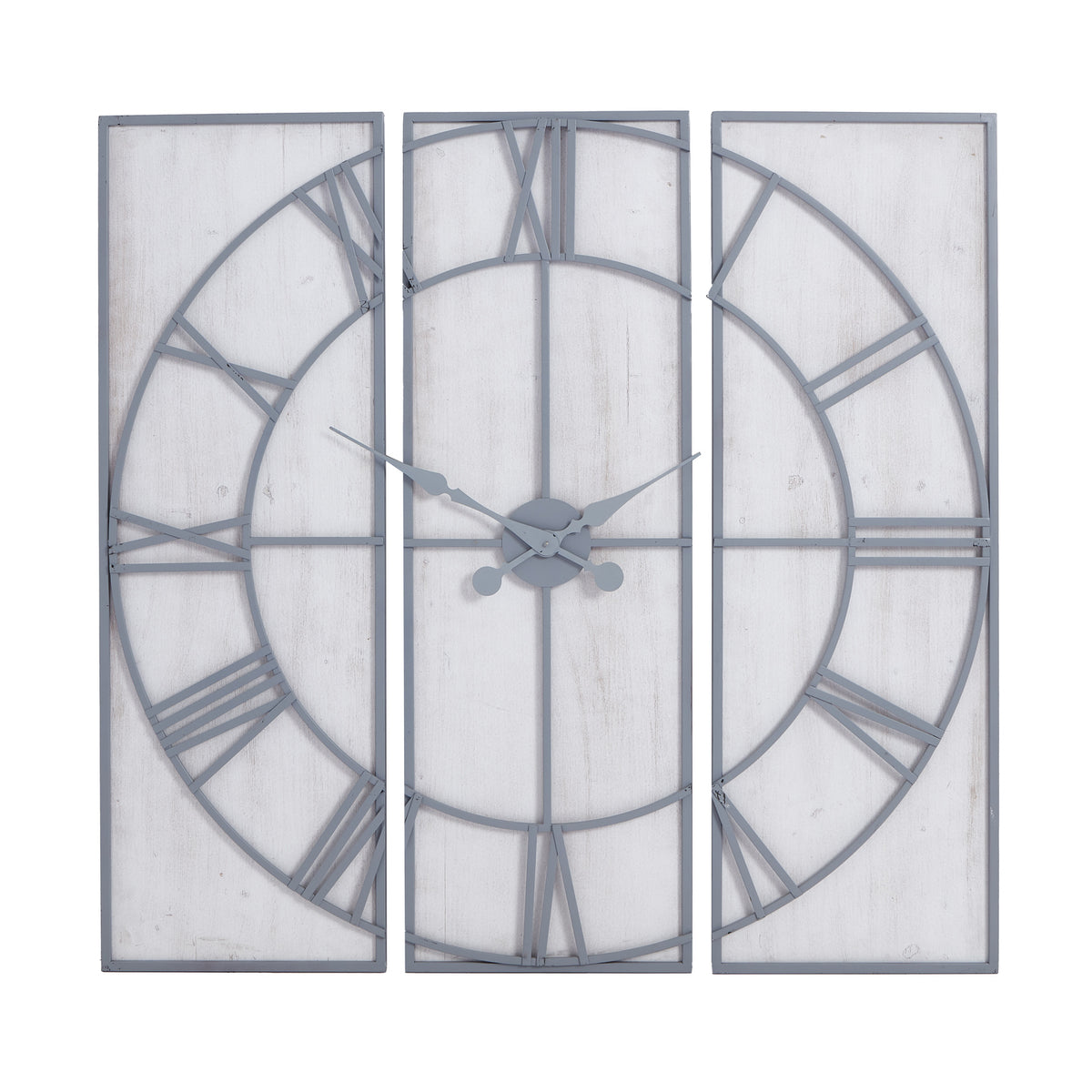 Roza Panelled Wall Clock - Silver