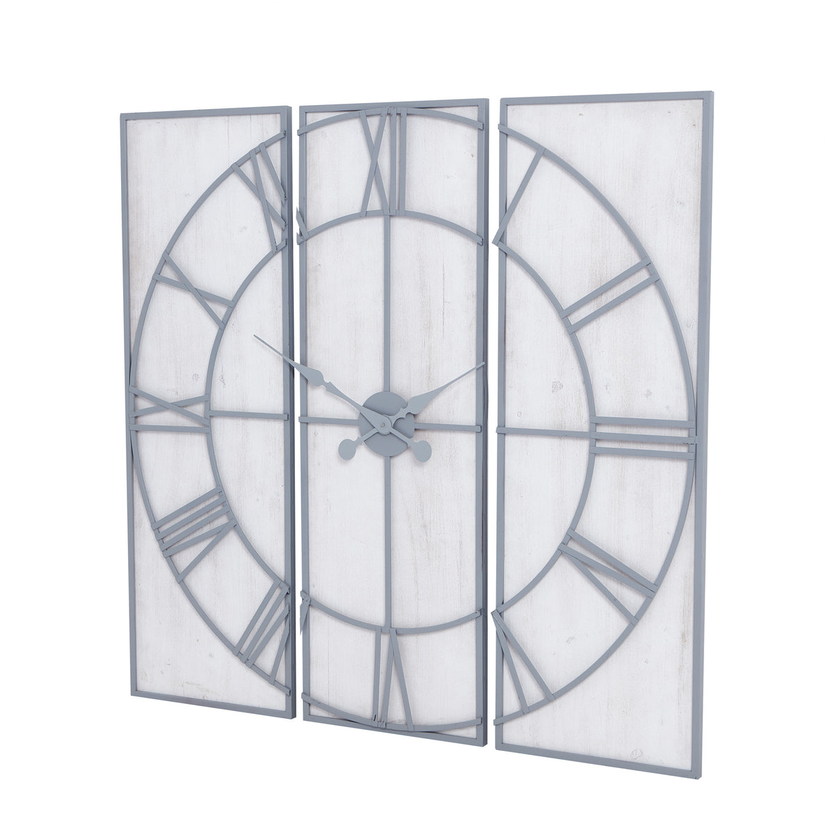Roza Panelled Wall Clock - Silver
