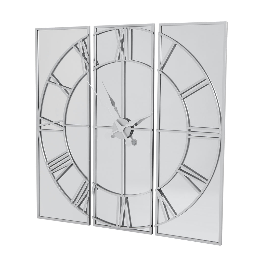 Celina Mirrored Wall Clock - Silver