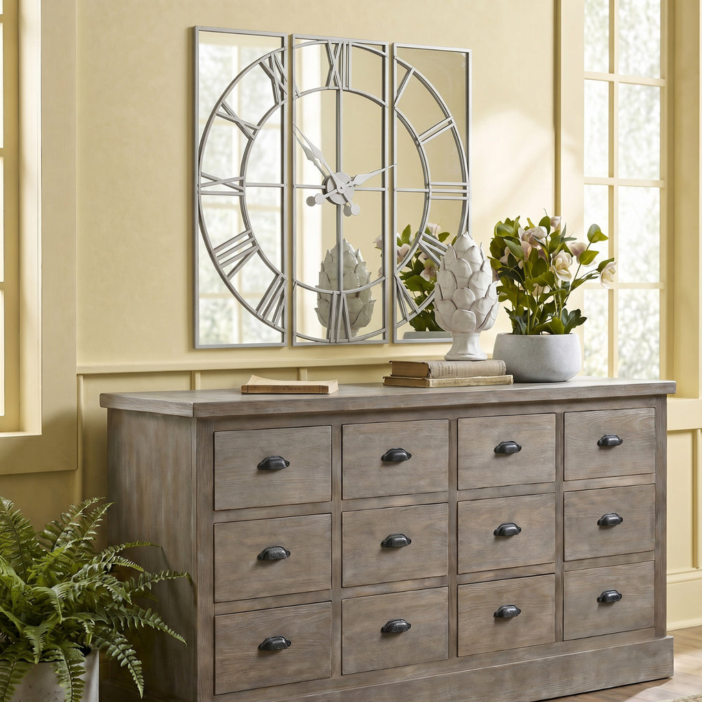 Celina Mirrored Wall Clock - Silver